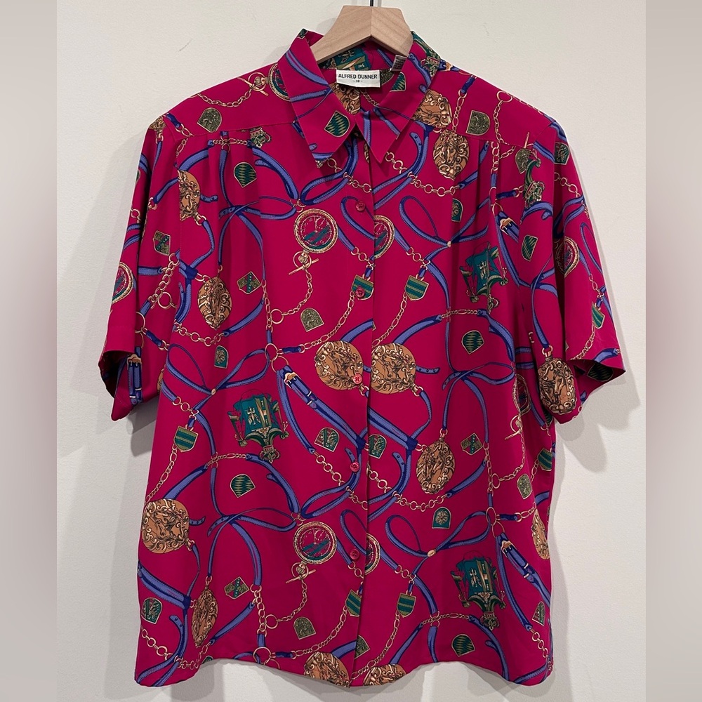 Vintage Alfred Dunner Equestrian Print Blouse - Picture 4 of 7